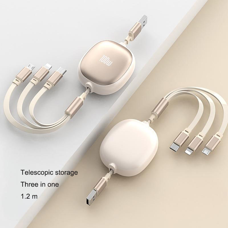 Retractable 3-in-1 Charging Cable with 100W Fast Charge
