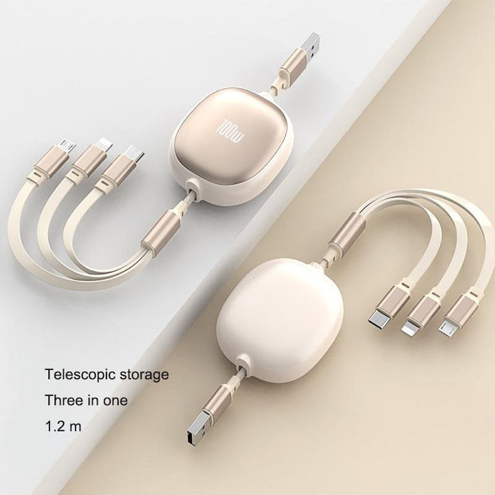 Retractable 3-in-1 Charging Cable with 100W Fast Charge