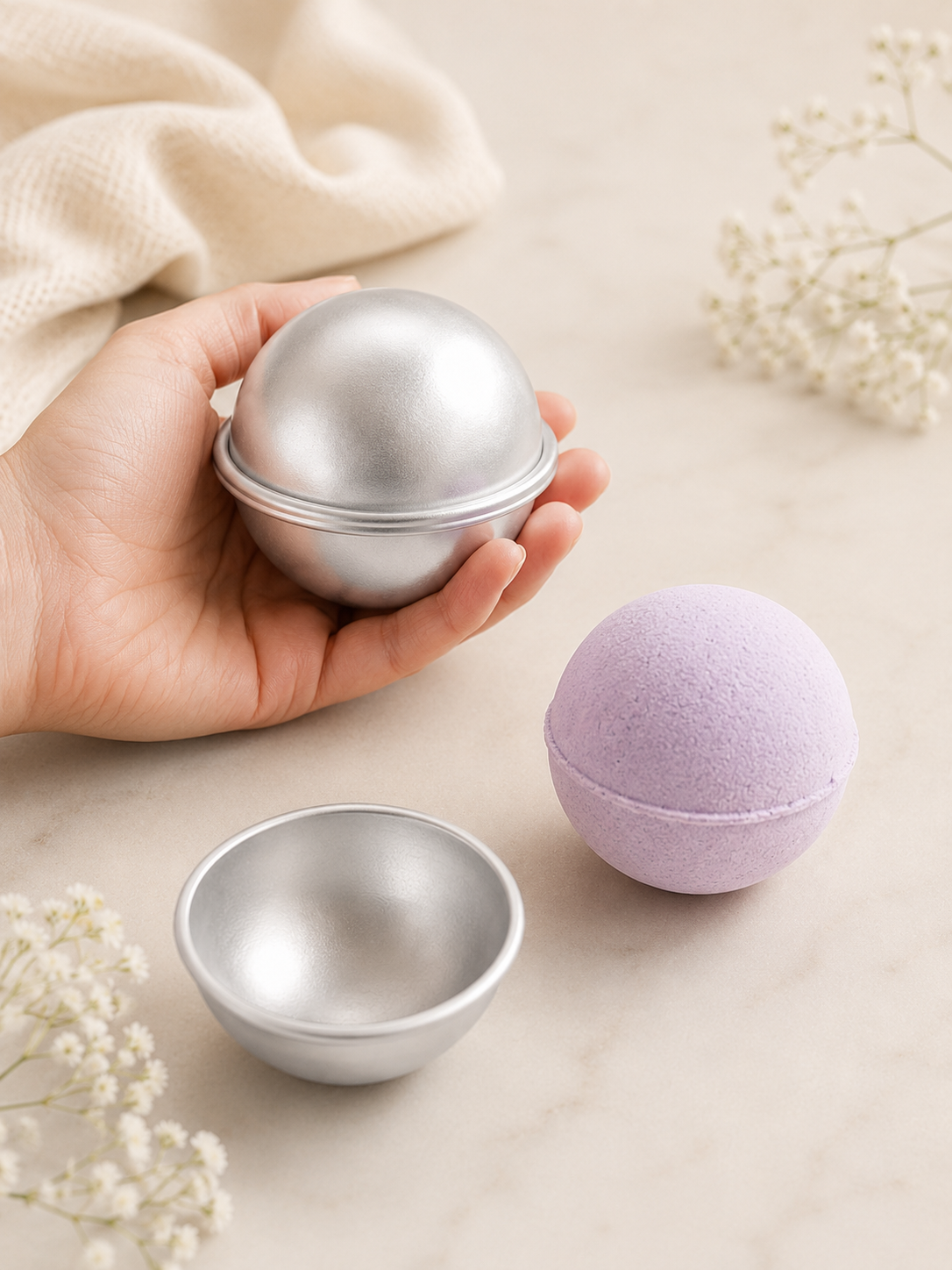 Aluminum Bath Bomb Molds 6-Pack — 3D Sphere DIY Kit