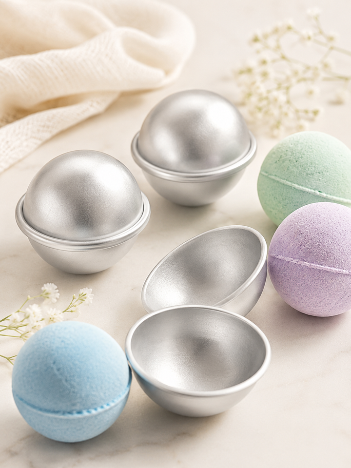 Aluminum Bath Bomb Molds 6-Pack — 3D Sphere DIY Kit