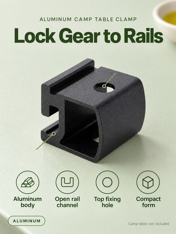 Aluminum Camp Table Mounting Clamp for Rails and Poles