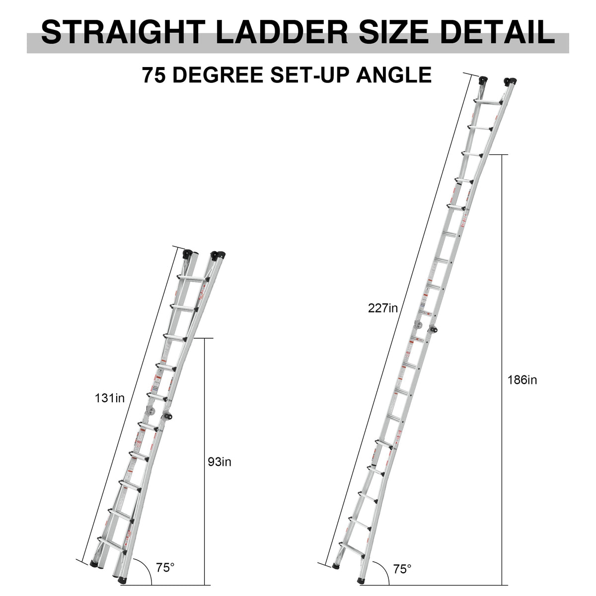 Multi-Position Aluminum Ladder with Wheels, 22 FT
