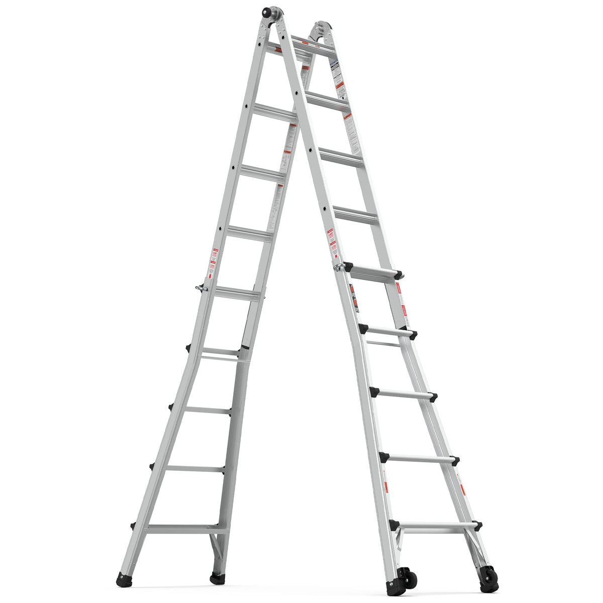 Multi-Position Aluminum Ladder with Wheels, 22 FT