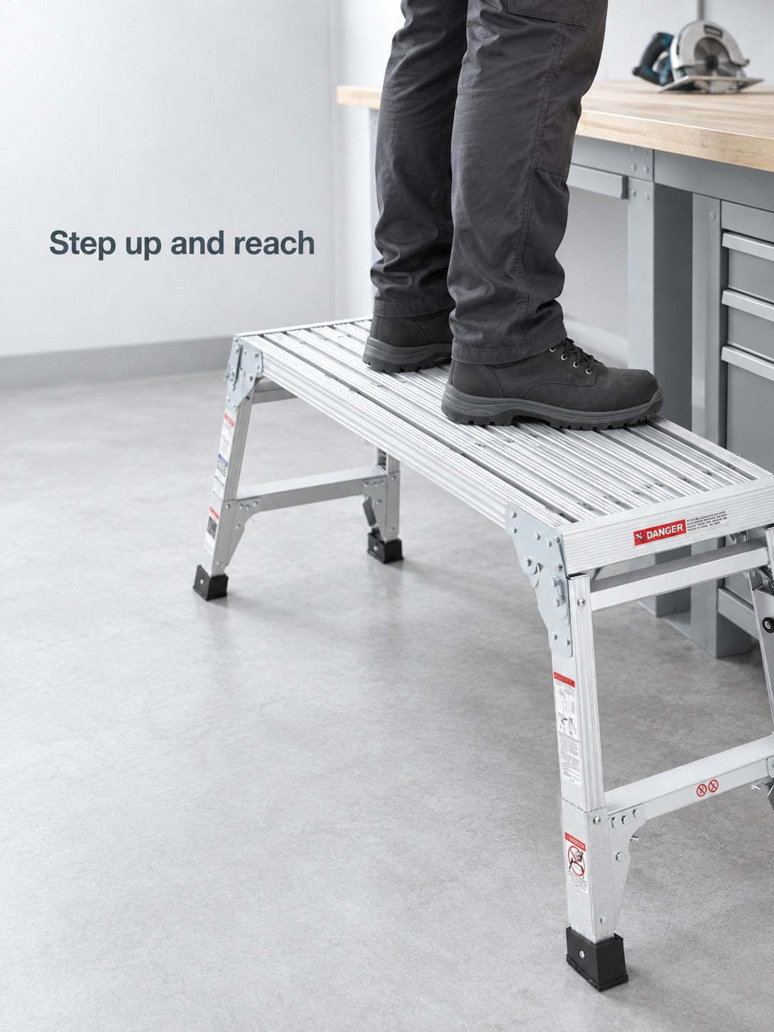 Stable Aluminum Work Platform, 40-Inch Adjustable Height