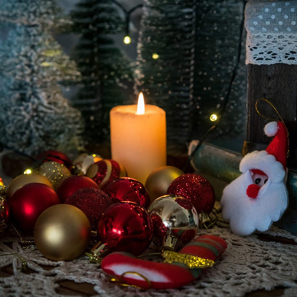 Christmas Ornaments Set: 50 Red & Gold Tree Baubles
