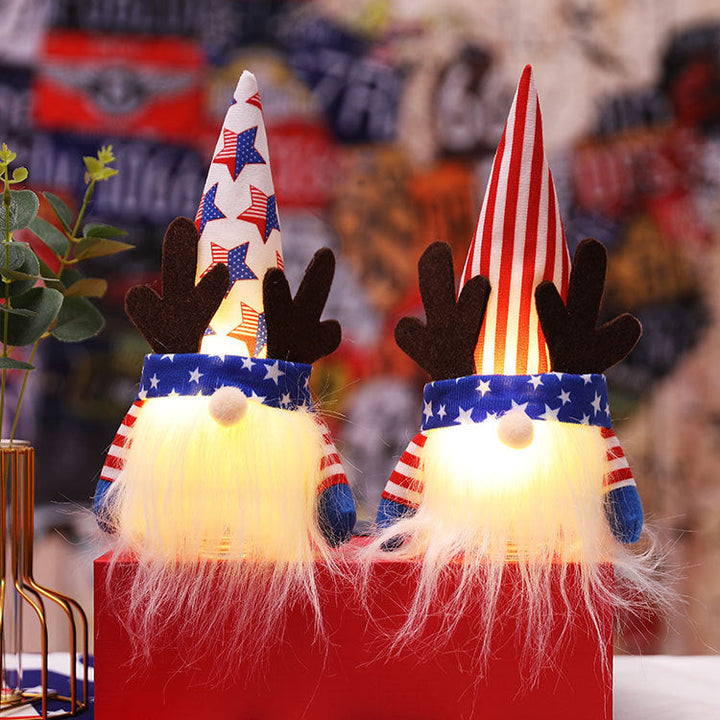 Patriotic Light-Up Gnome Pair for Fourth of July