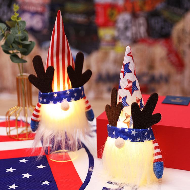 Patriotic Light-Up Gnome Pair for Fourth of July