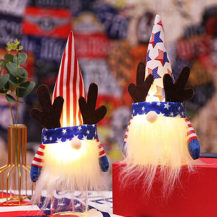 Patriotic Light-Up Gnome Pair for Fourth of July