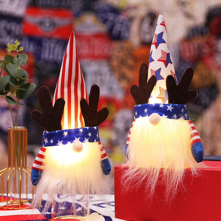Patriotic Light-Up Gnome Pair for Fourth of July
