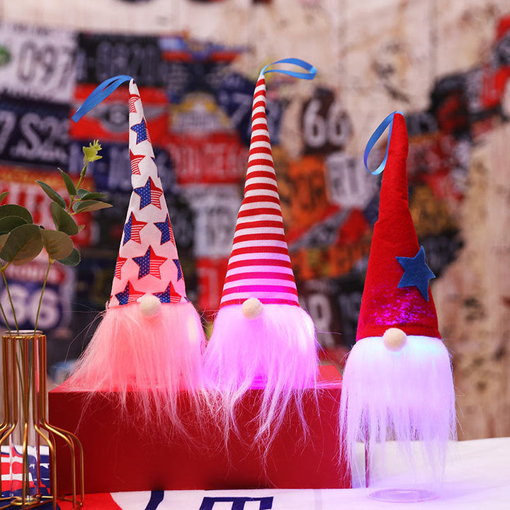 Patriotic Gnome Ornaments With Light-Up Holiday Charm