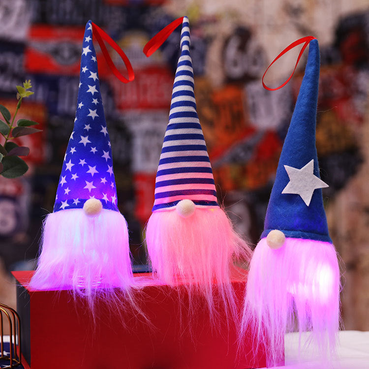 Patriotic Gnome Ornaments With Light-Up Holiday Charm
