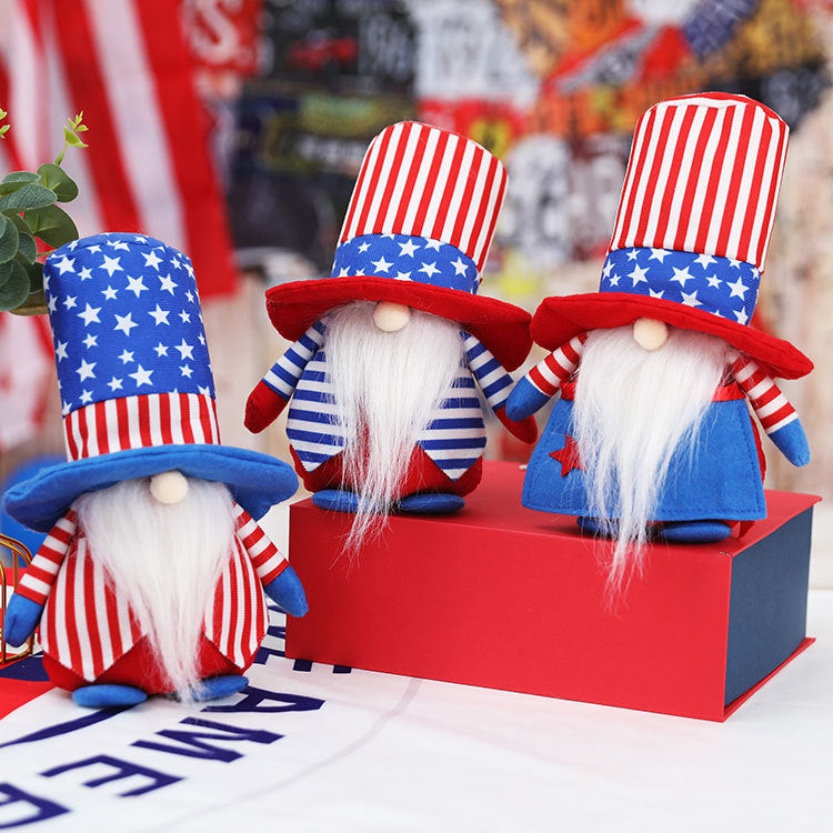 Patriotic Gnome Plush Doll for Fourth of July Decor