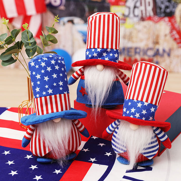 Patriotic Gnome Plush Doll for Fourth of July Decor