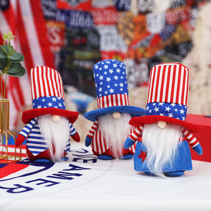 Patriotic Gnome Plush Doll for Fourth of July Decor