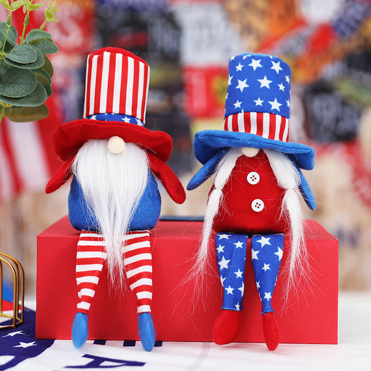 Patriotic Gnome Doll Pair for Holiday Tabletop Decor