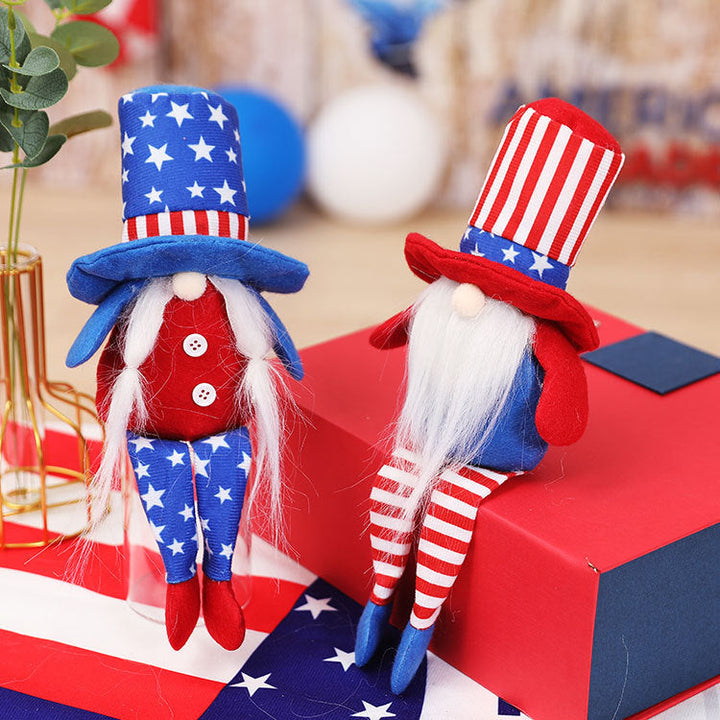 Patriotic Gnome Doll Pair for Holiday Tabletop Decor