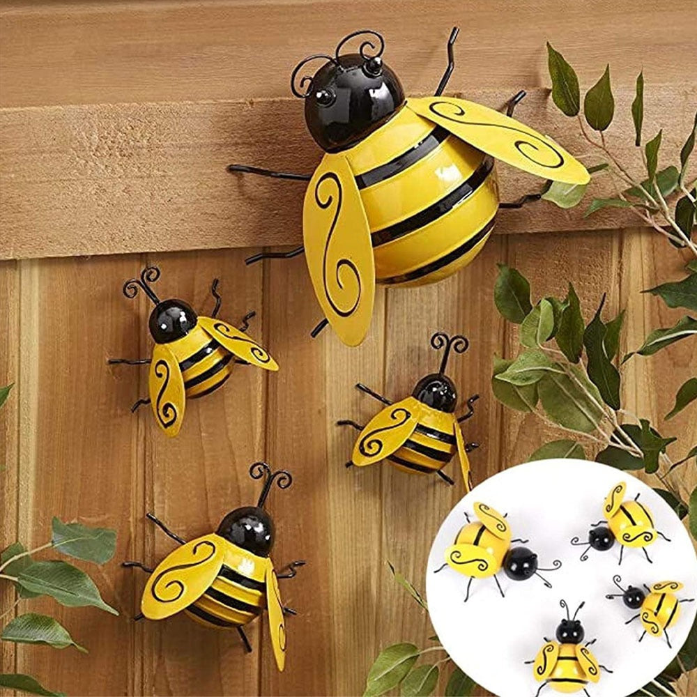 Metal Bee Wall Decor Set of 4 for Rustic Garden Charm