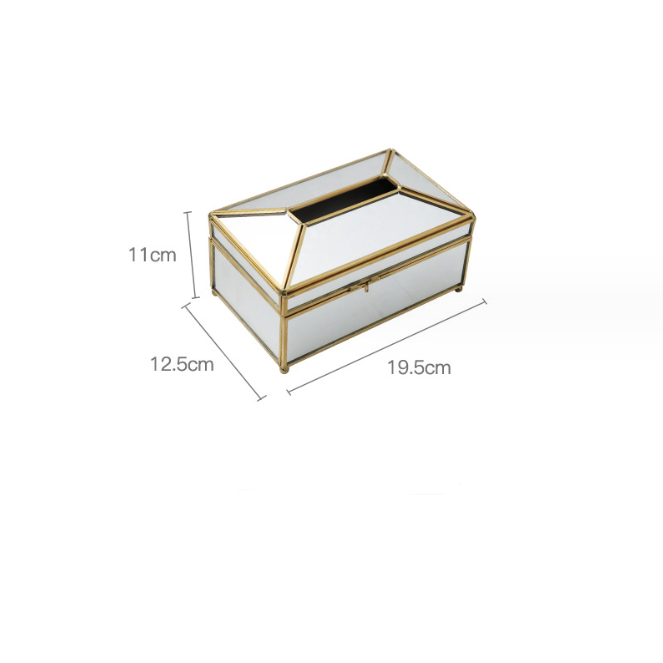 Brass-Framed Mirror Tissue Box for Vanity & Bedroom
