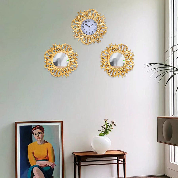 Vintage Wall Clock Mirror Set for Elegant Wall Decor
