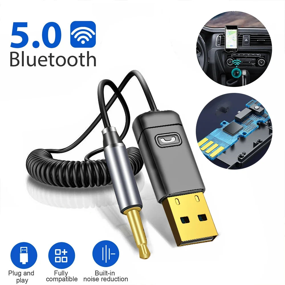 Car Bluetooth AUX Receiver for Calls and Navigation