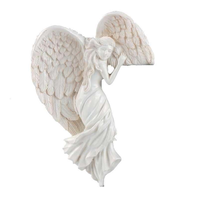 Angel Wall Decor With Sculpted Ivory Wing Accent Piece