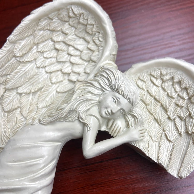 Angel Wall Decor With Sculpted Ivory Wing Accent Piece