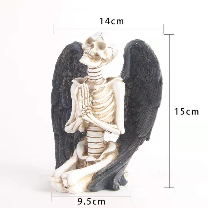 Angel Wing Skull Ornament – Gothic Resin Home Decor