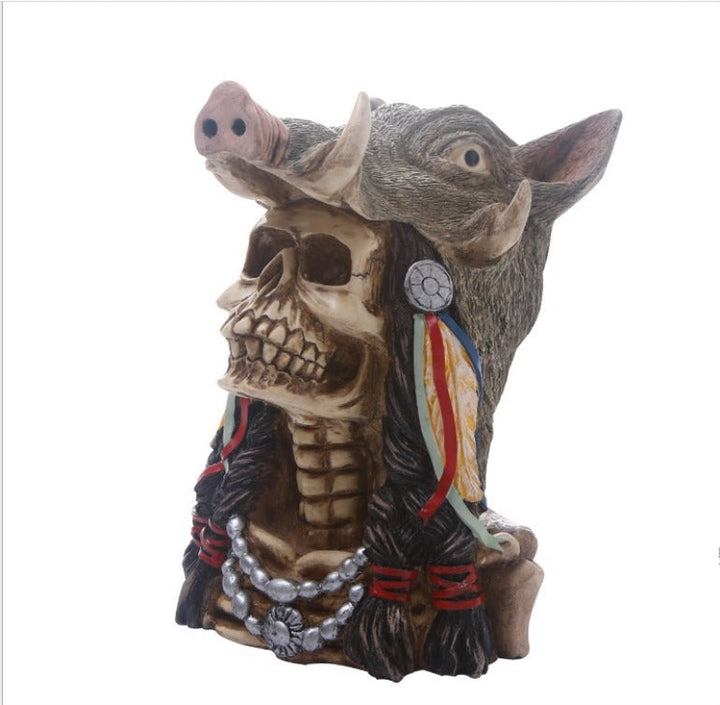 Animal Skull Resin Ornament Gothic Boar Head Sculpture