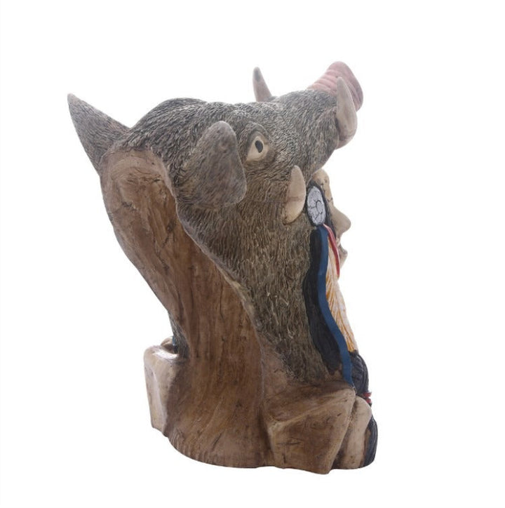 Animal Skull Resin Ornament Gothic Boar Head Sculpture