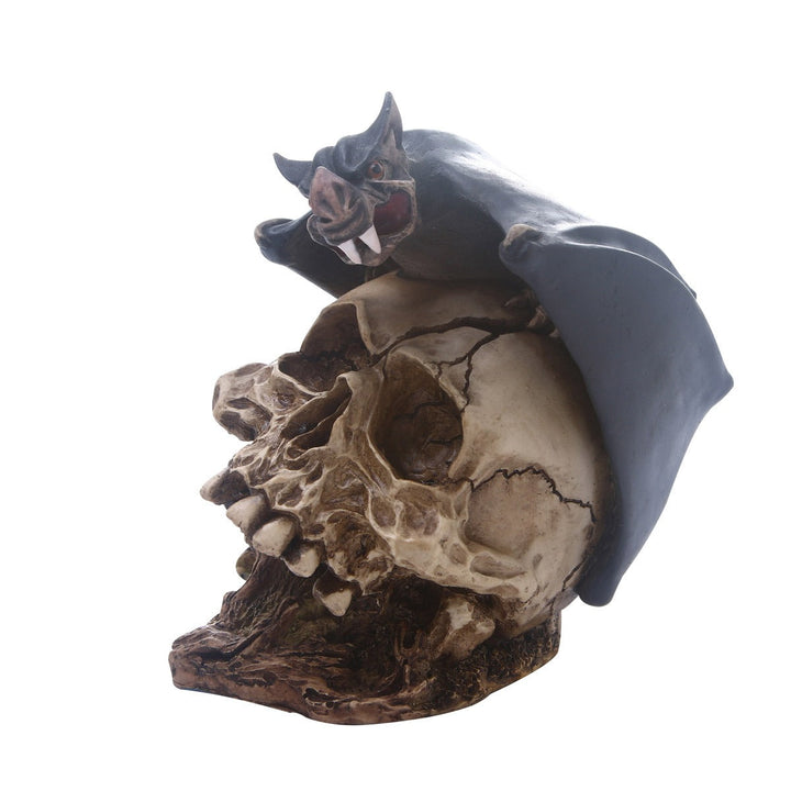 Gothic Skull Decor With Bat Detail for Dramatic Displays