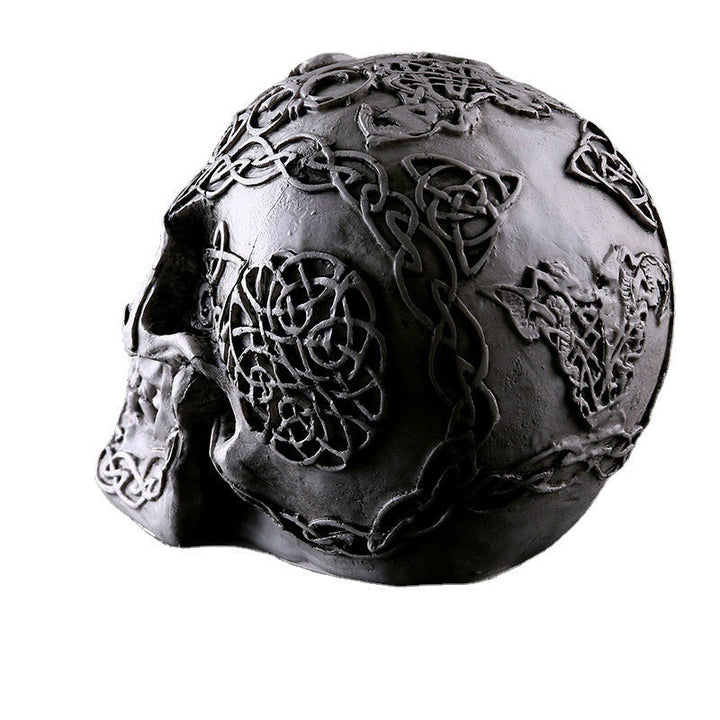 Celtic Resin Skull Ornament for Gothic Home Displays