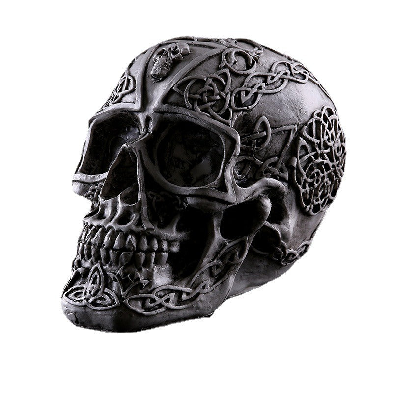 Celtic Resin Skull Ornament for Gothic Home Displays