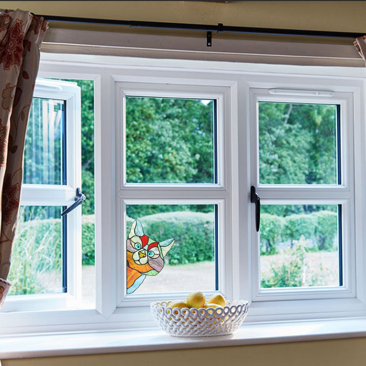 Cat Window Sticker – Colorful Peel-and-Stick Décor