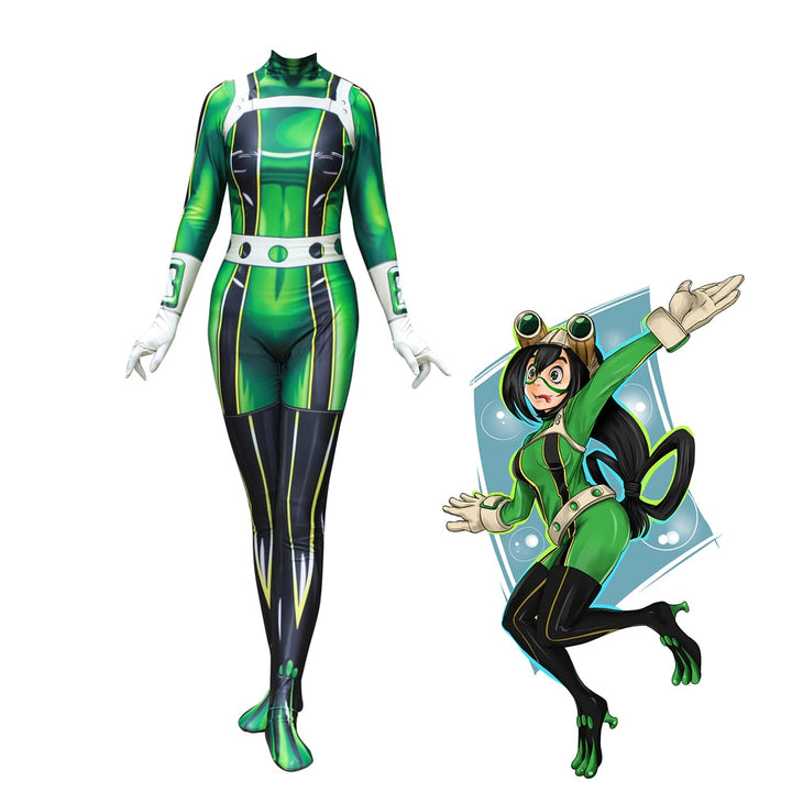 Tsuyu Asui Cosplay Bodysuit Costume With Glossy Finish