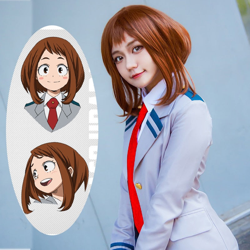 Ochako Uraraka Cosplay Wig – Short Brown Anime Bob