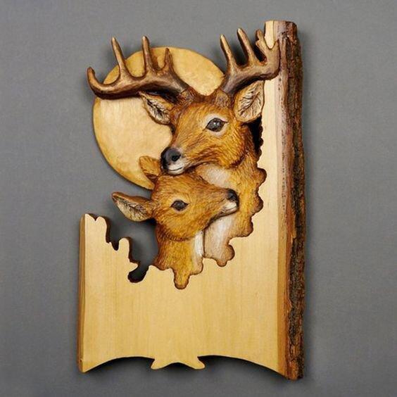 Carved Wood Wildlife Wall Art for Rustic Home Decor