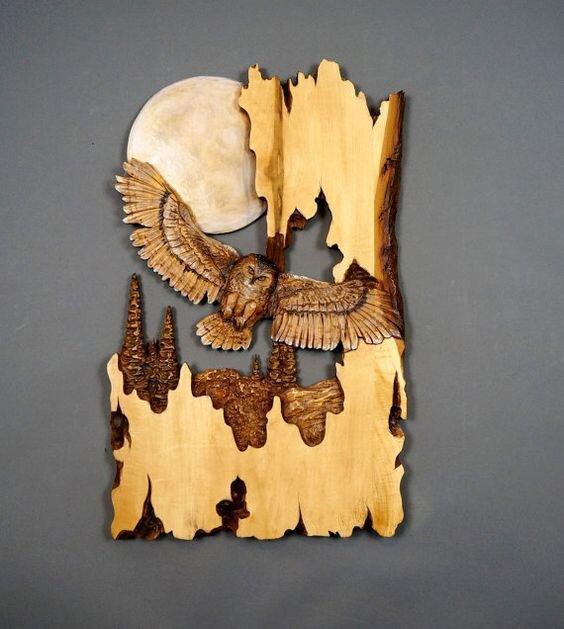 Carved Wood Wildlife Wall Art for Rustic Home Decor