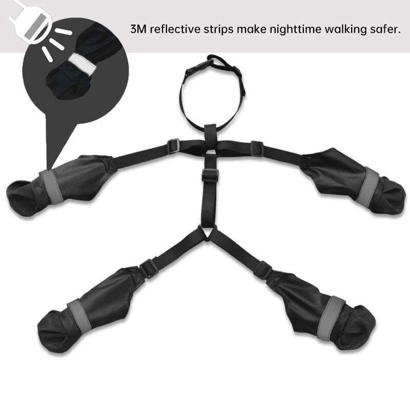 Dog Boots With Suspender Harness for Secure Walks
