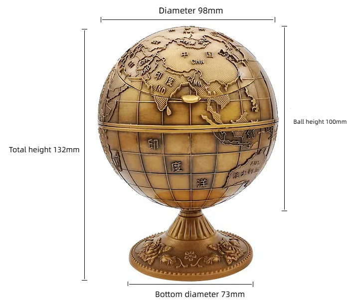 Lidded Globe Ashtray for Tidy, Clutter-Free Tabletops