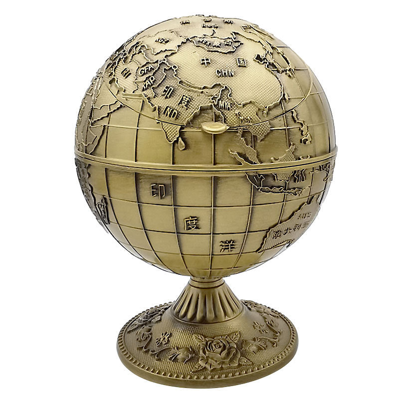 Lidded Globe Ashtray for Tidy, Clutter-Free Tabletops