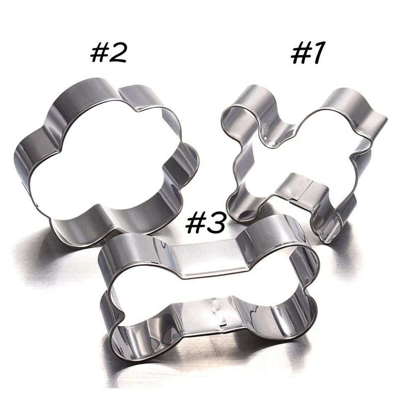 Dog Paw & Bone Cookie Cutters: Stainless Steel Trio