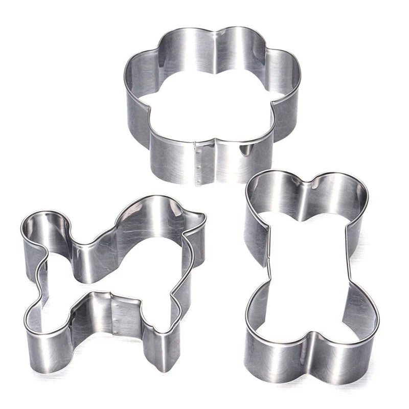 Dog Paw & Bone Cookie Cutters: Stainless Steel Trio