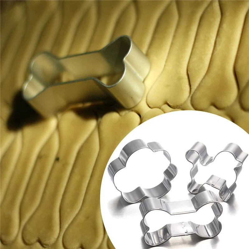 Dog Paw & Bone Cookie Cutters: Stainless Steel Trio