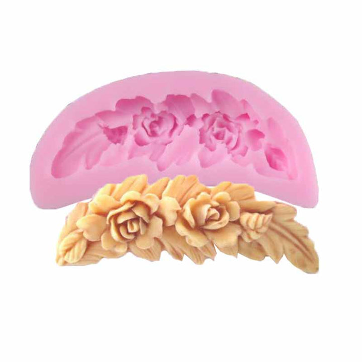 Silicone Rose & Leaf Fondant Mold for Cake Decorating