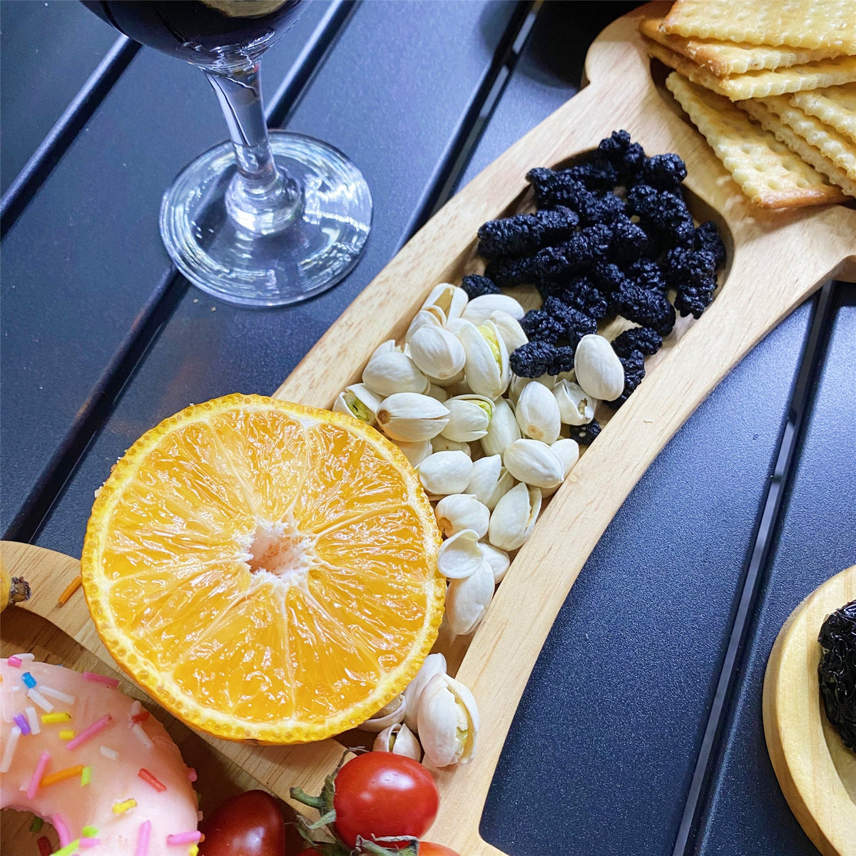 Wooden Aperitif Board for Charcuterie and Wine Nights