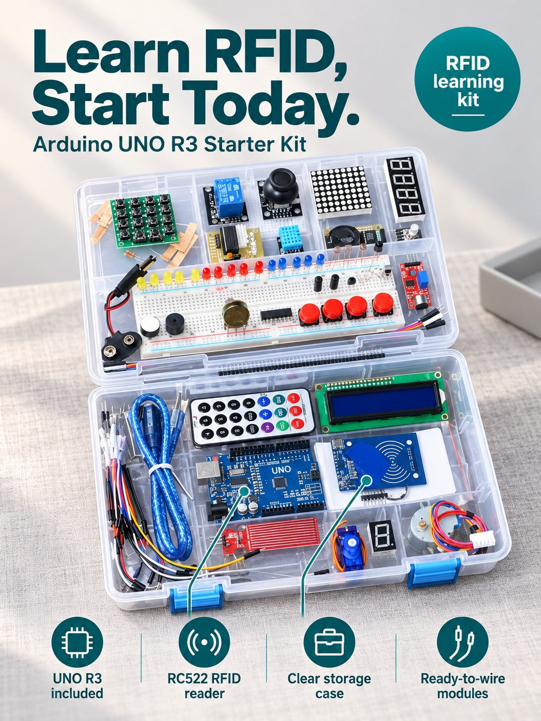 Arduino UNO R3 RFID Starter Kit with Learning Suite