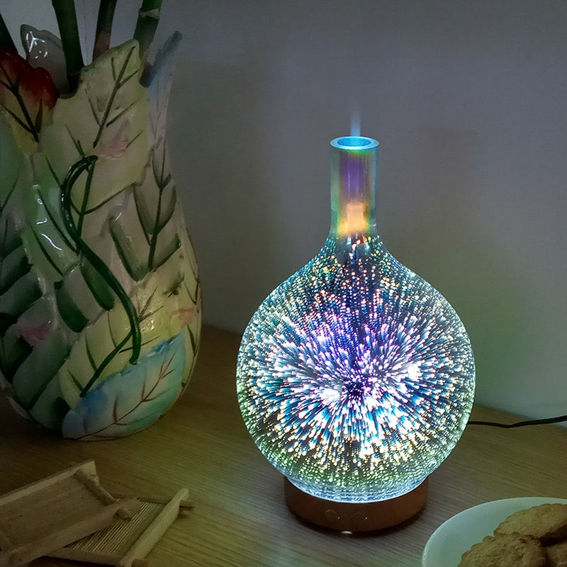 Aromatherapy Diffuser Lamp with 3D Firework Glass