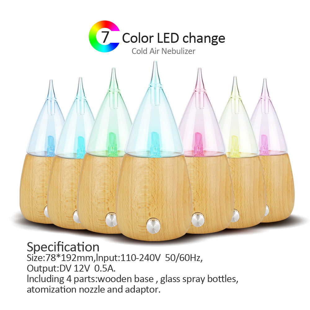 Solid Wood Aroma Diffuser with Cold Mist & LED Glow