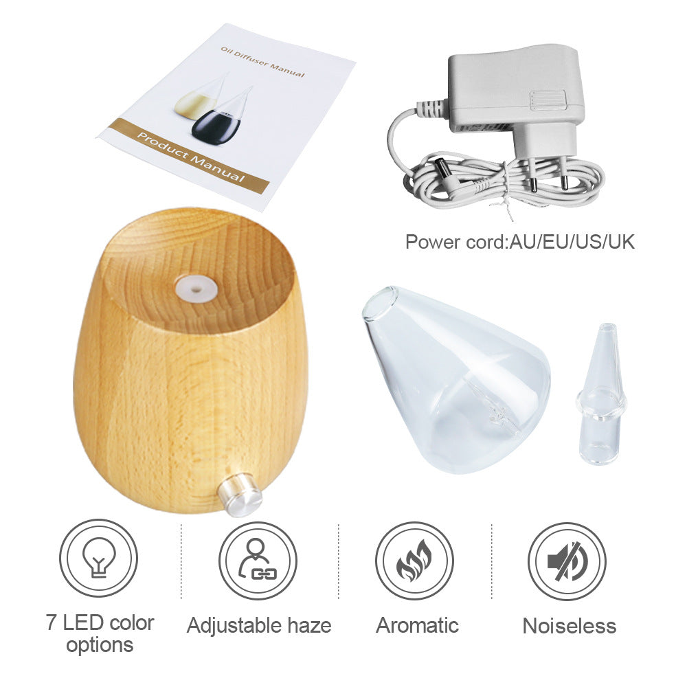 Solid Wood Aroma Diffuser with Cold Mist & LED Glow