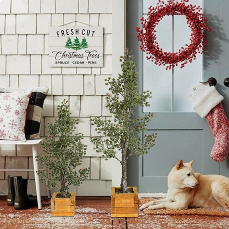 Artificial Pine Tree Decor for Festive Small Spaces